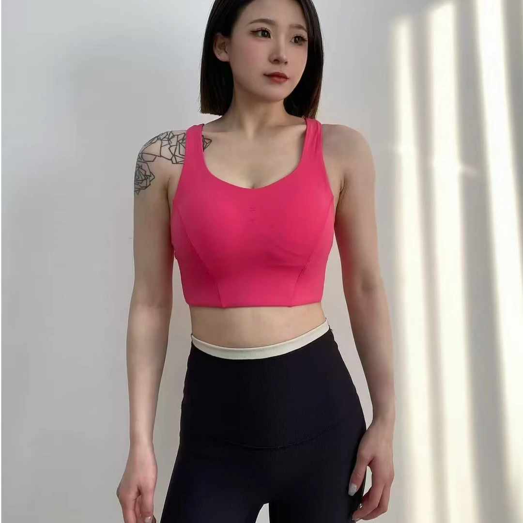 316健身bra裸感聚拢交叉一体式美背瑜伽背心女高度防震运动文胸