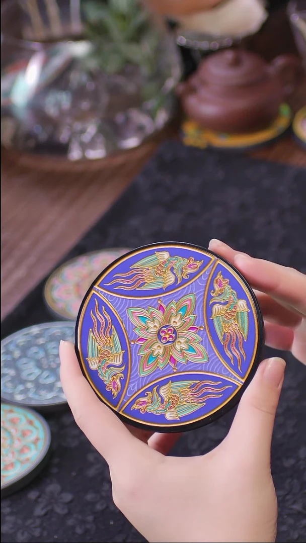 壹藏贰宝有凤来仪图案杯垫一片