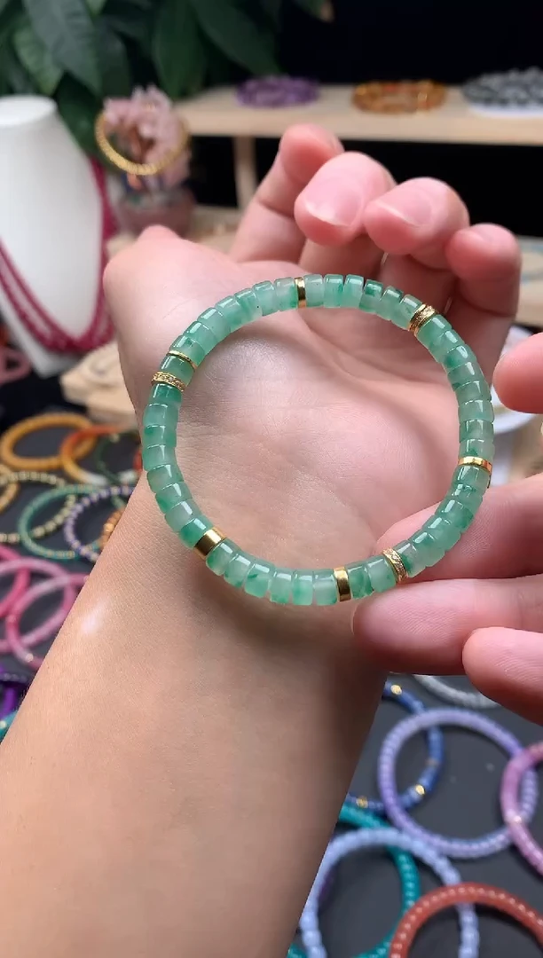 石英质玉手链未镶嵌药片diy银配件手串6m