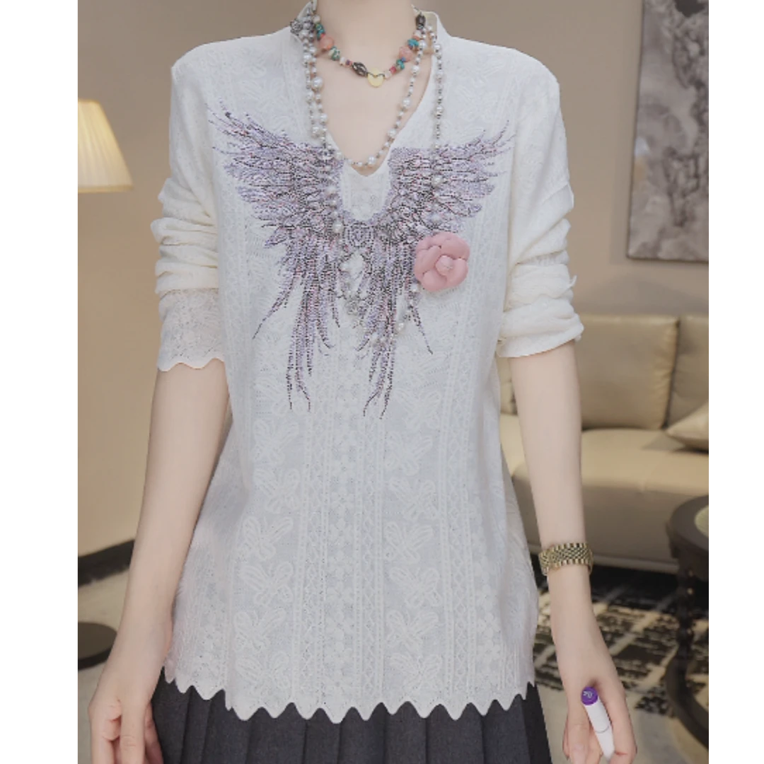 TCH私服烫钻工艺时尚休闲百搭松弛感秋针织衫T75C09E1118轻奢tch
