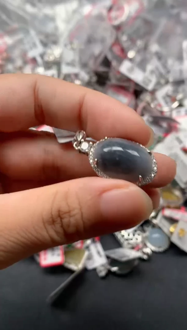 银S925镶嵌戒指翡翠天然A货缅甸翡翠