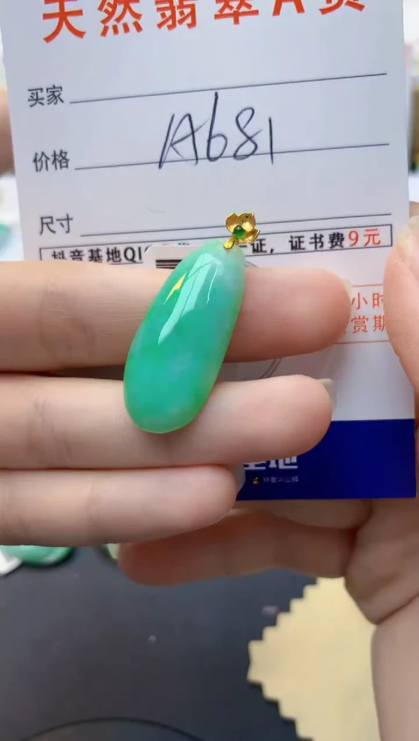颈饰18K金镶嵌翡翠天然缅甸A货翡翠