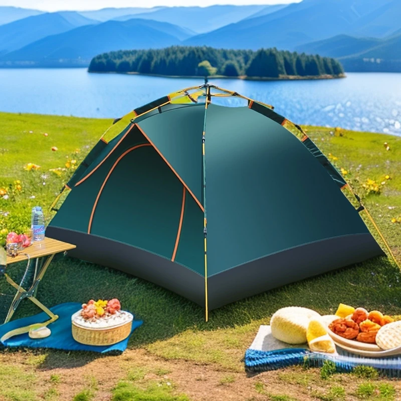 全自动帐篷户外防晒加厚防雨3-4人速开自动双人2人野外露营沙滩帐