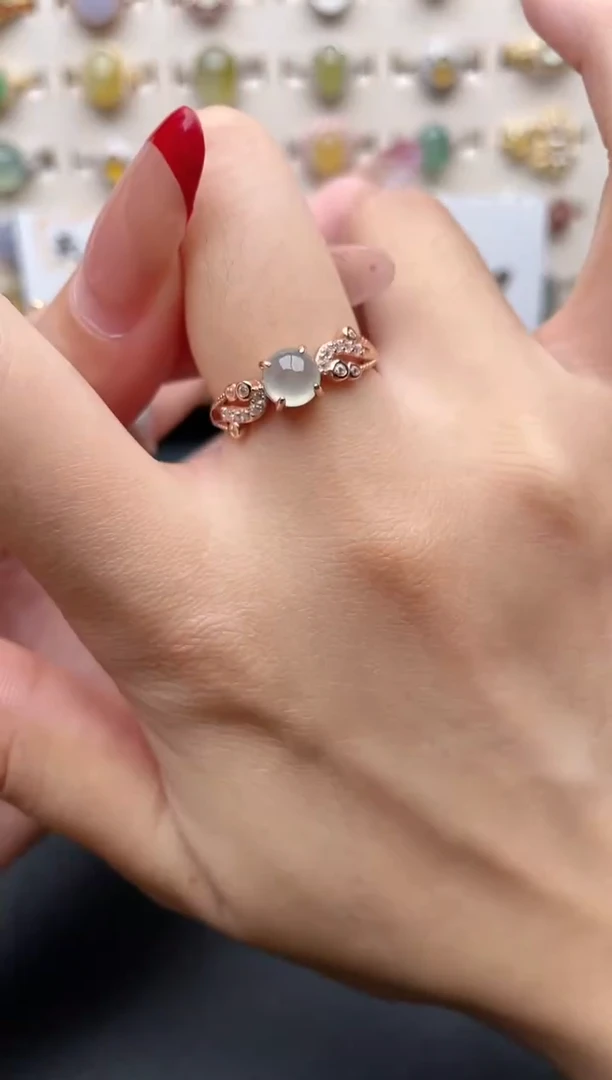 【闪购商品】翡翠戒指银S925镶嵌一物一证一礼盒