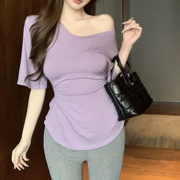 纯欲辣妹微胖大码女装遮肉显瘦显身材修身收腰上衣女胖mm显瘦遮肉