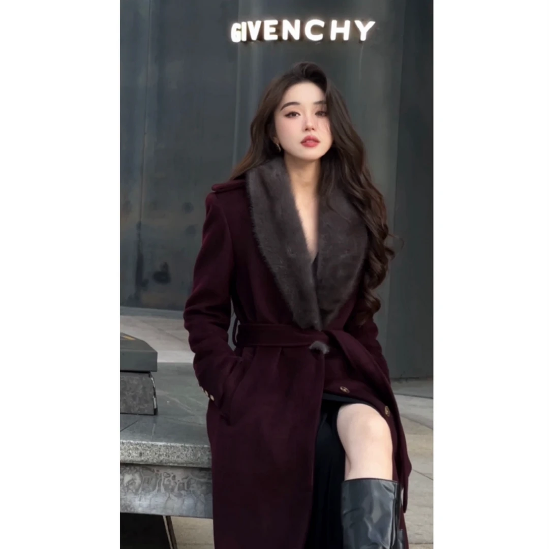 裁一水貂领绵羊毛大衣23-199（尺码偏小）