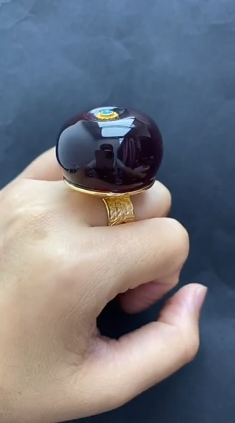 未镶嵌琥珀裸石琥珀戒指