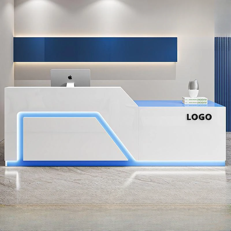 吧台收银台美容院店铺小型柜台桌白色简约现代公司前台接待台轻奢