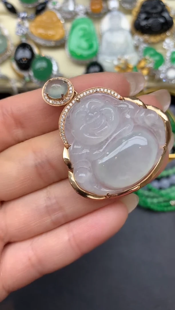 翡翠18K金镶嵌颈饰190-雪姐翡翠天天见