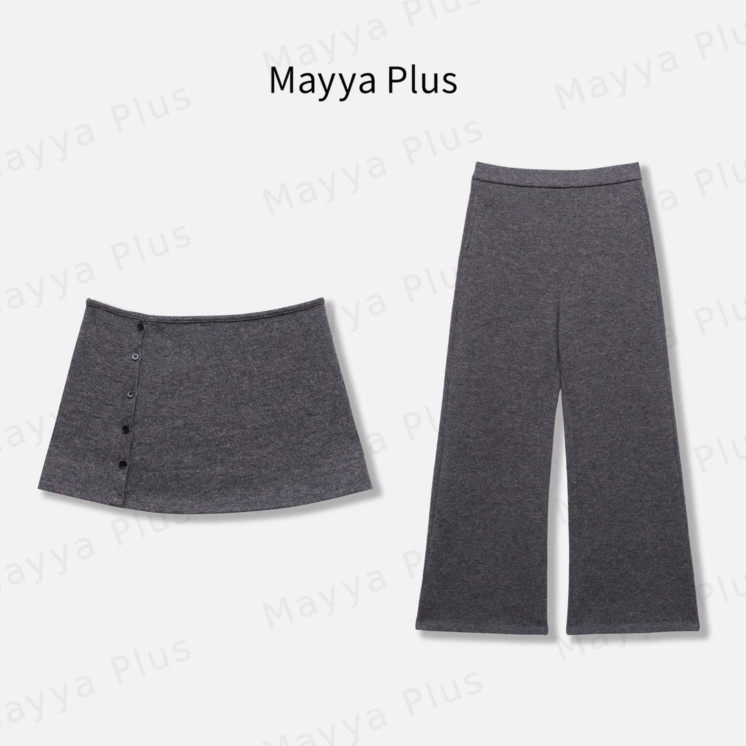 【满分穿搭】韩系百搭高腰微喇针织裤32547621AB