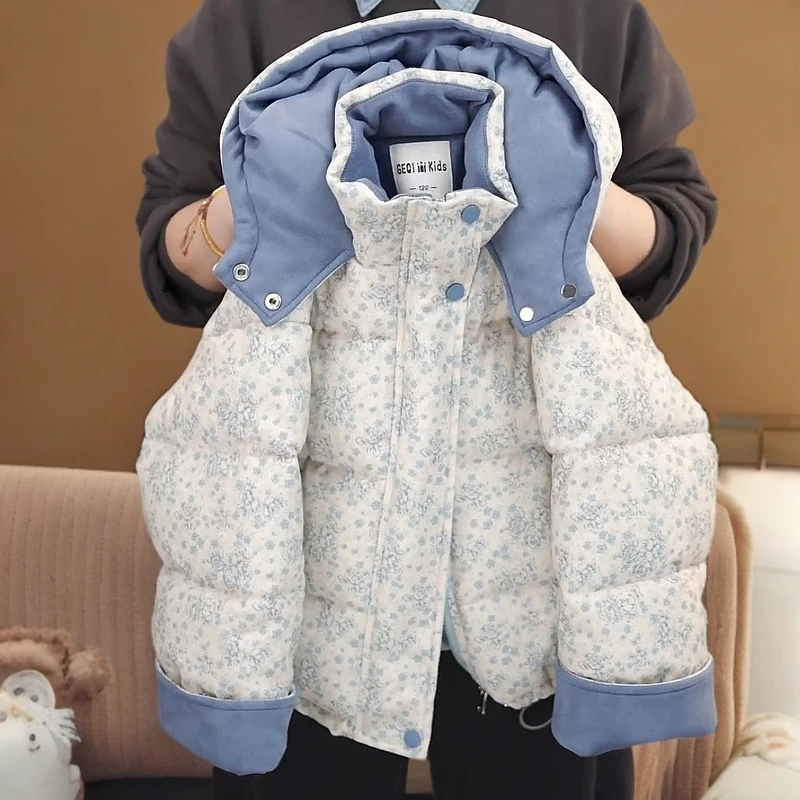 儿童棉服2024新款洋气碎花棉衣加厚中大童冬季宝宝棉袄外套保暖