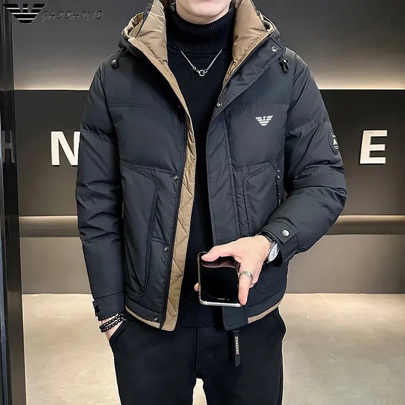 【开拓者】意大利正品新款潮牌高端连帽拼色冬装轻薄短款男装加厚