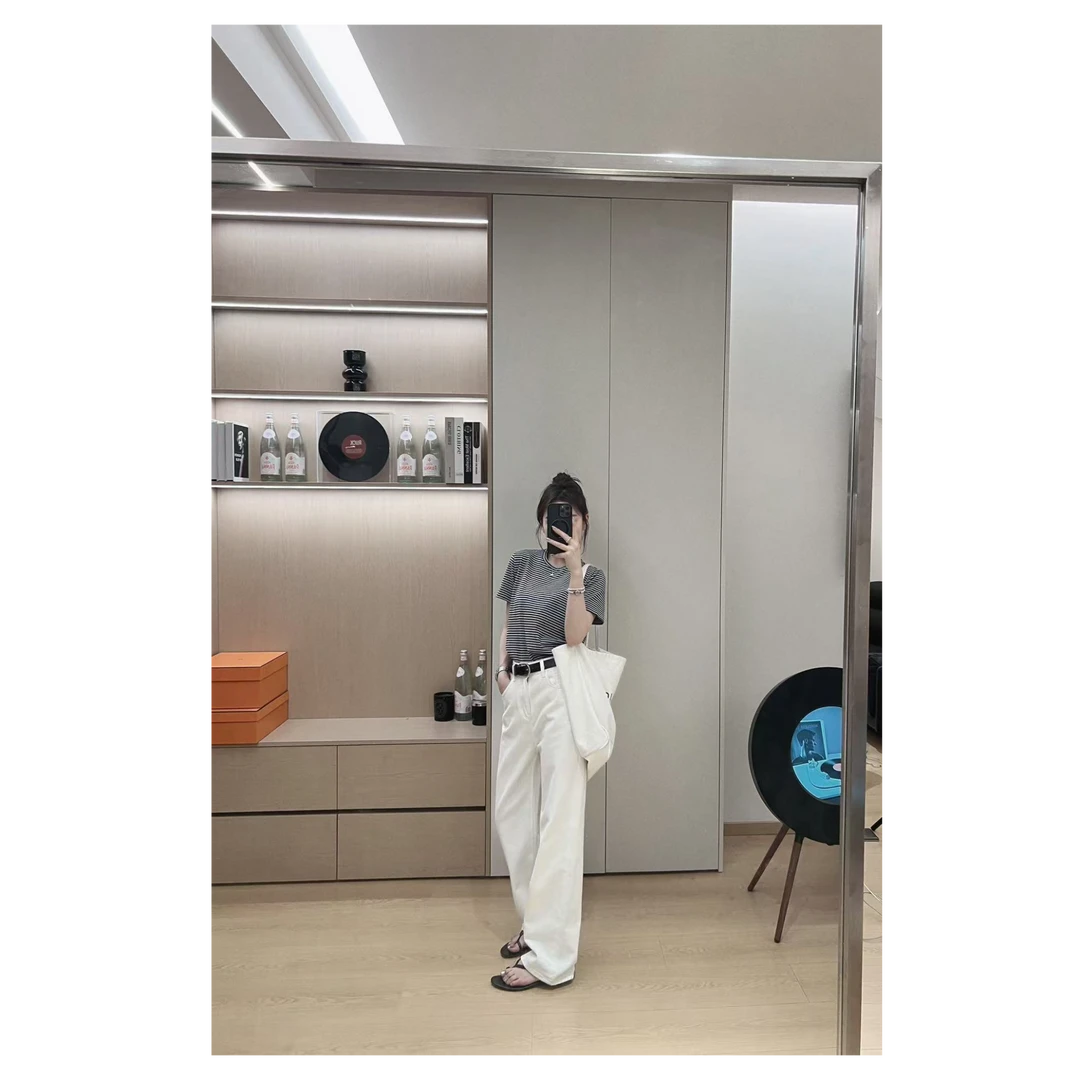【梓铭】2616~青春的模样～韩系经典小细条纹百搭短袖体恤女