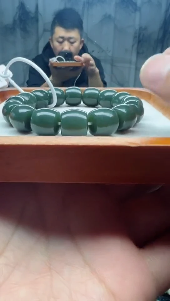 未镶嵌手串和田玉且末正蓝直切卡14纯天然拍一发一