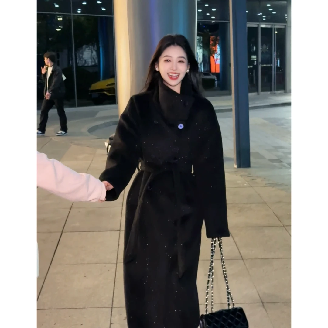 【南萱】闪耀星河2.0气质高级感亮闪毛呢外套女冬羽绒大衣4DWZB9108