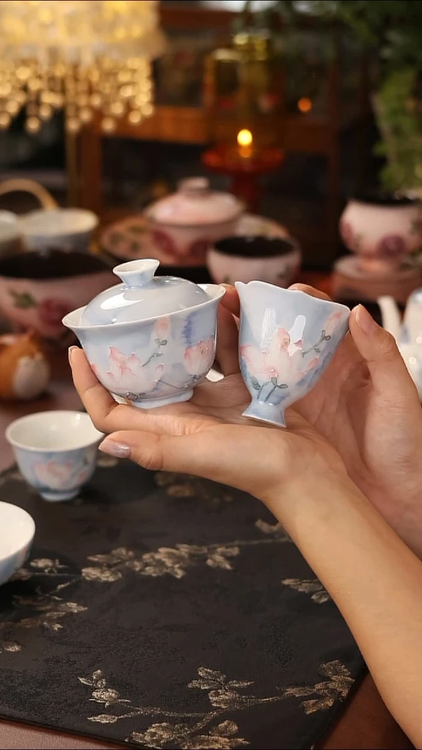 雾漫玉兰盖碗＋杯哈哈哈哈
