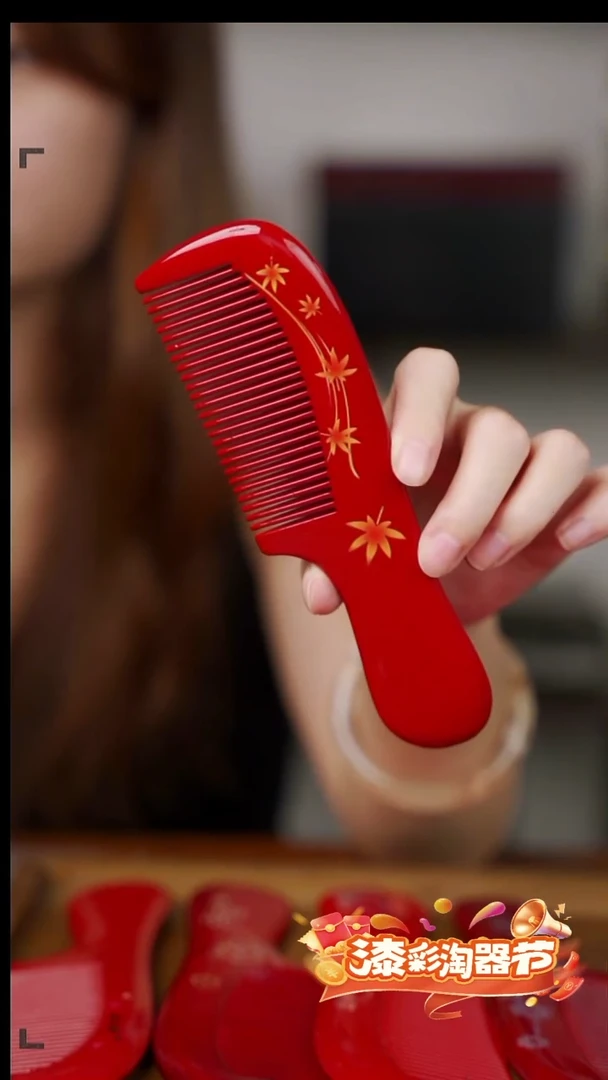 大漆发簪彩绘枫叶