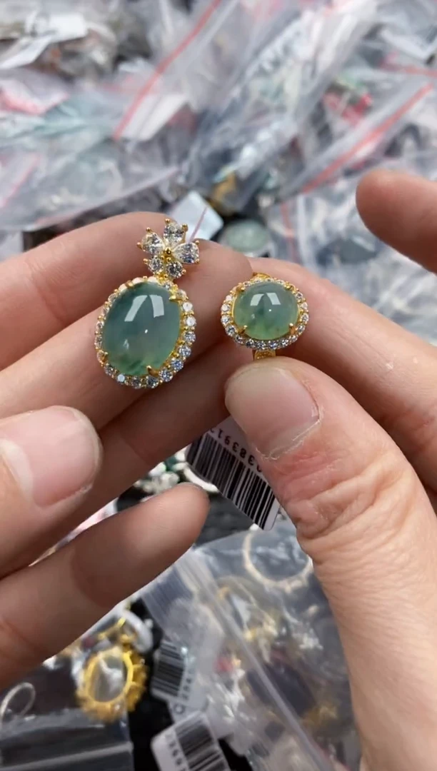 银S925镶嵌戒指翡翠888   8