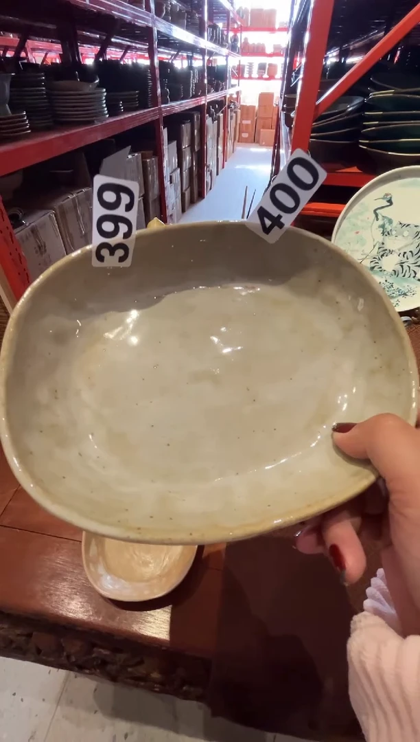 瓷片暖400手刷锤纹椭圆盘