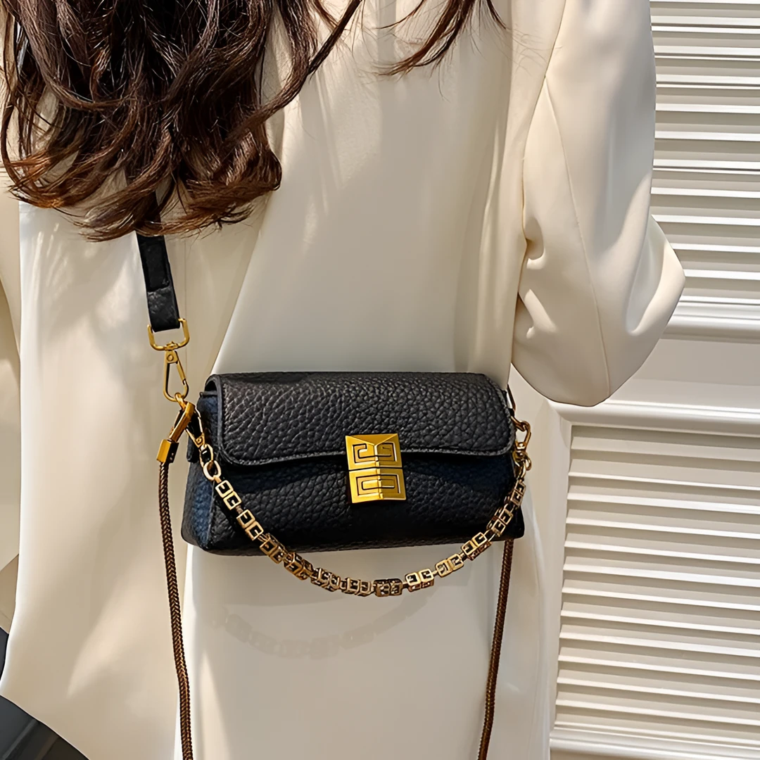 荔枝纹高级感质感小方包女包斜挎包女2024秋冬新款百搭时尚链条包