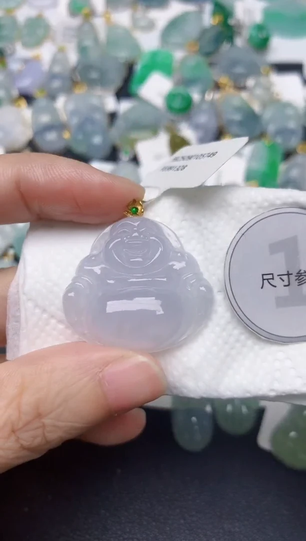 颈饰18K金镶嵌翡翠天然缅甸A货翡翠