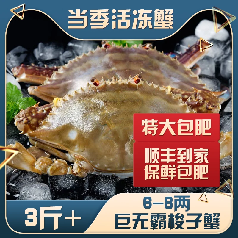 【巨无霸】舟山梭子蟹液氮活冻 6-8两 3斤  多只【冻蟹】顺丰包邮