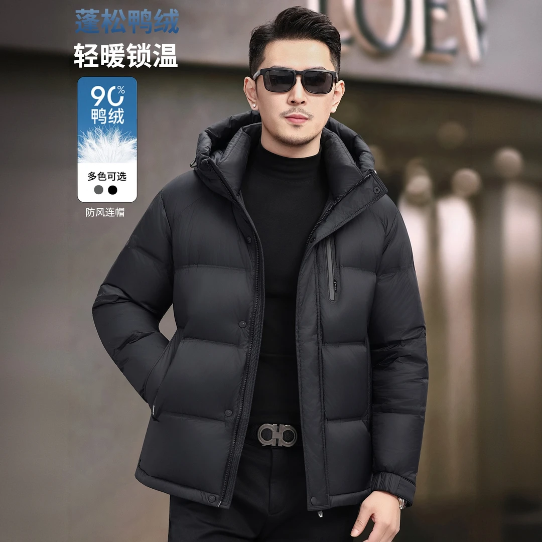 RAMEROBUDEN/卢密洛布登羽绒服男士短款冬季加厚保暖连帽羽绒外套