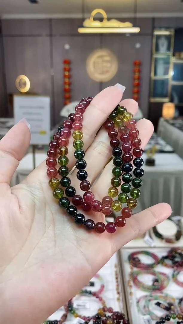 【闪购商品】碧玺三圈手串6.5mm+未镶嵌（多样性发一条）hon