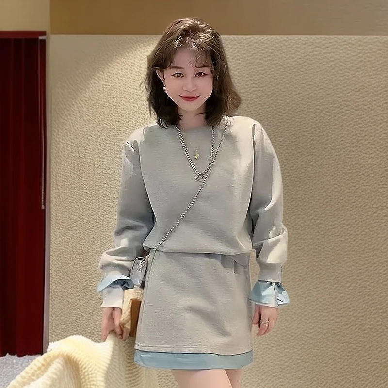 时尚气质卫衣短裙套装女设计感减龄洋气运动两件套显瘦长袖网红