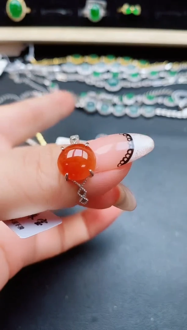 翡翠戒指银S925镶嵌58050