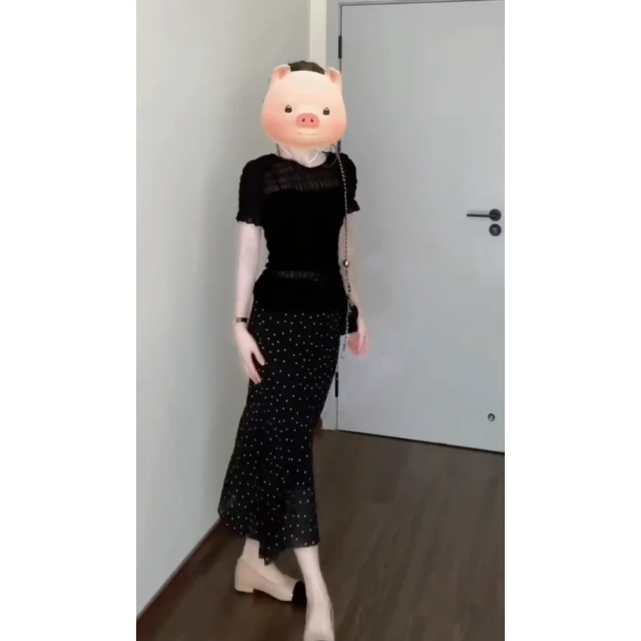 法式镂空短袖上衣半身裙套装女2025夏季新款气质高级感两件套