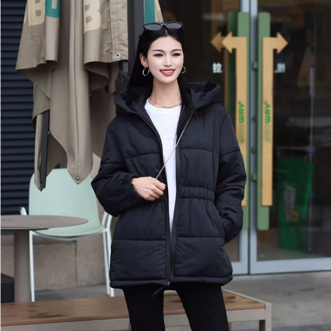GIRDEAR/哥弟140027 新款女装松紧腰高领新雪丽保暖连帽厚外套