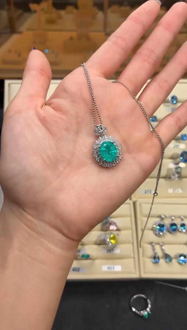 6ct碧玺（处理）  无品牌 925银 轻奢感冰裂霓虹电光蓝系列