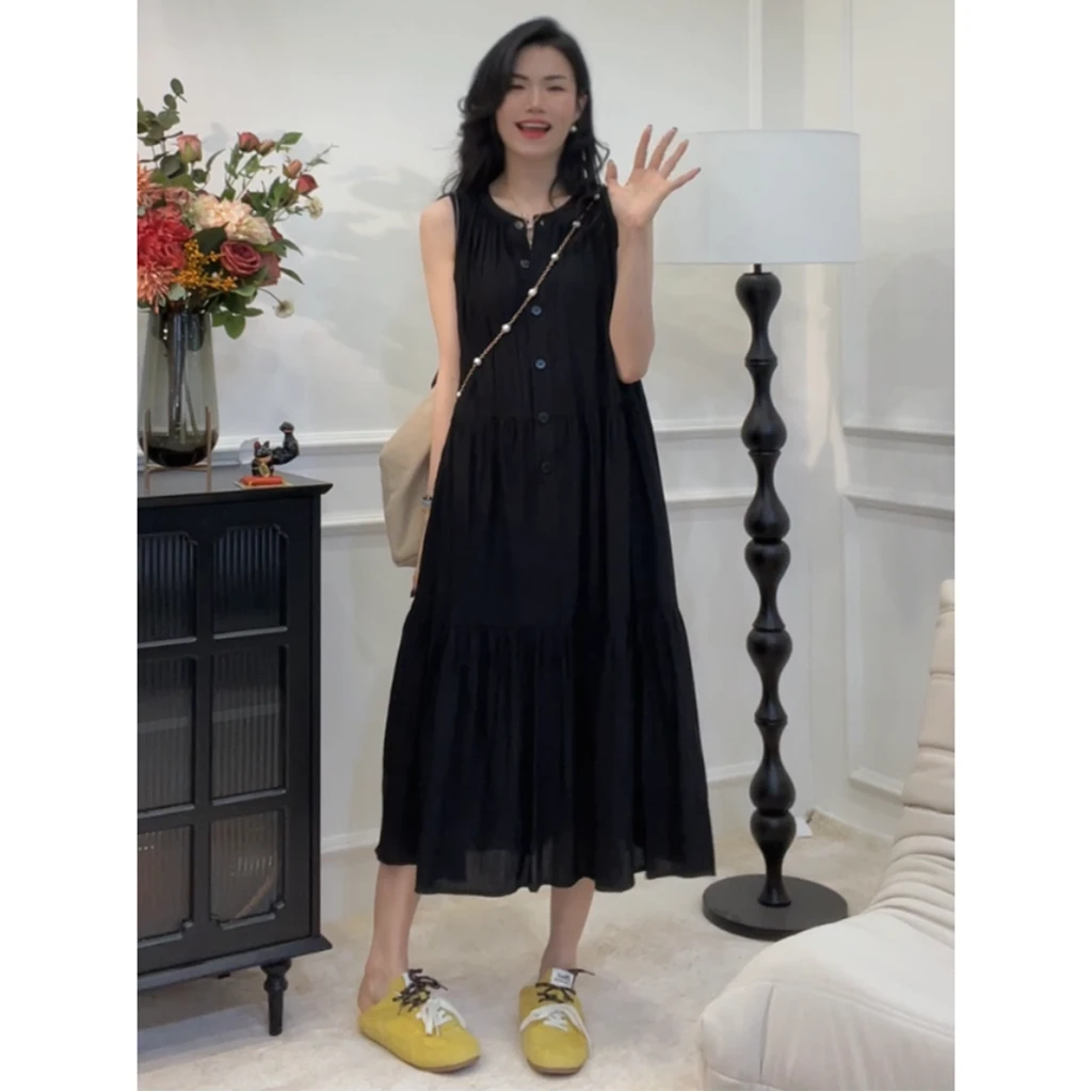 【三宅裙】圆领无袖背心连衣裙显瘦宽松大码女装百搭经典裙子