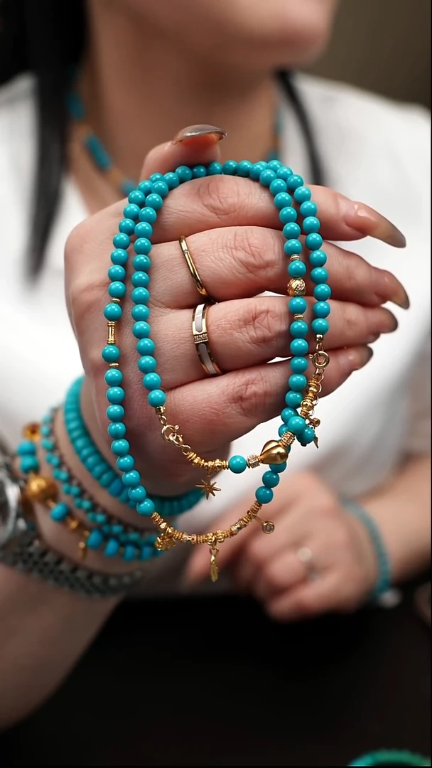 银S925镶嵌绿松石项链1