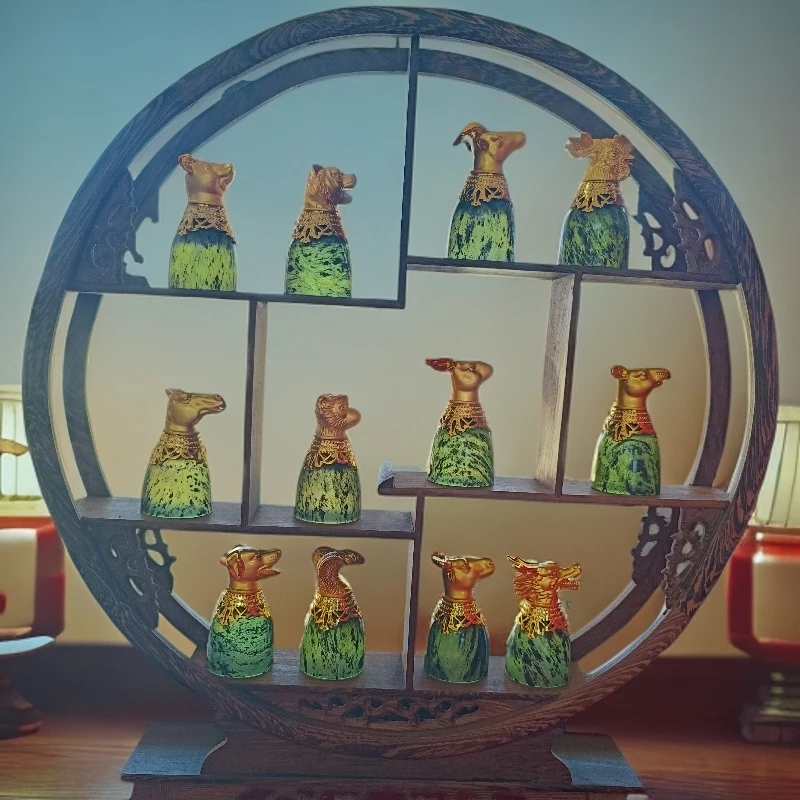 静云轩夜光杯十七年实体老店金镶玉十二生肖杯送盒子木架子