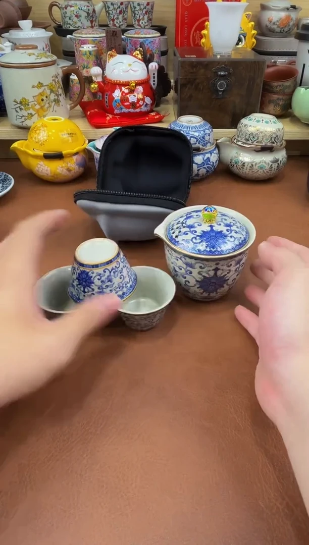 陶瓷茶具摆件旅行套组