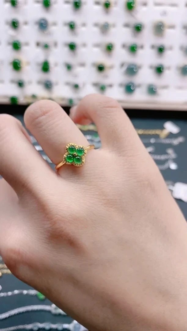 【闪购商品】翡翠戒指银S925镶嵌天然翡翠