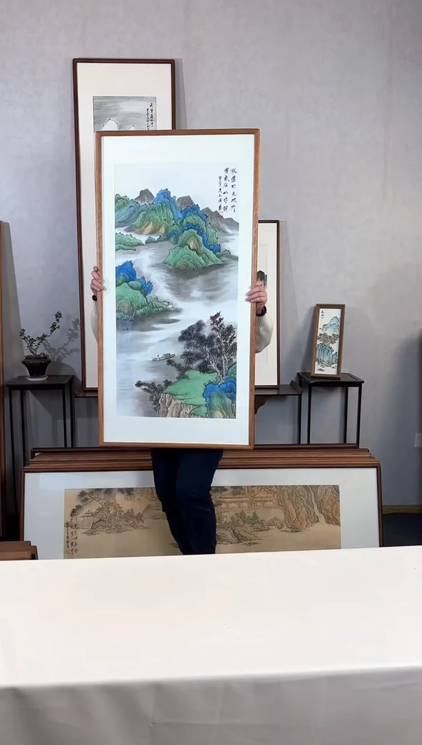 【闪购商品】国画手绘*放怀天地外*62*122cm实木框