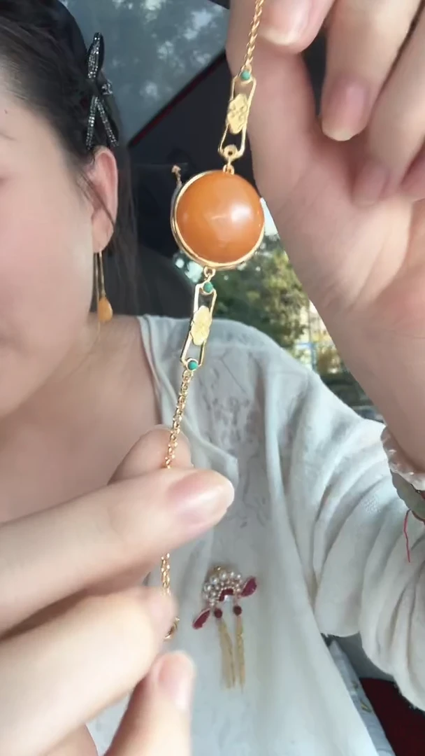 无925银鸡油黄圆手链
