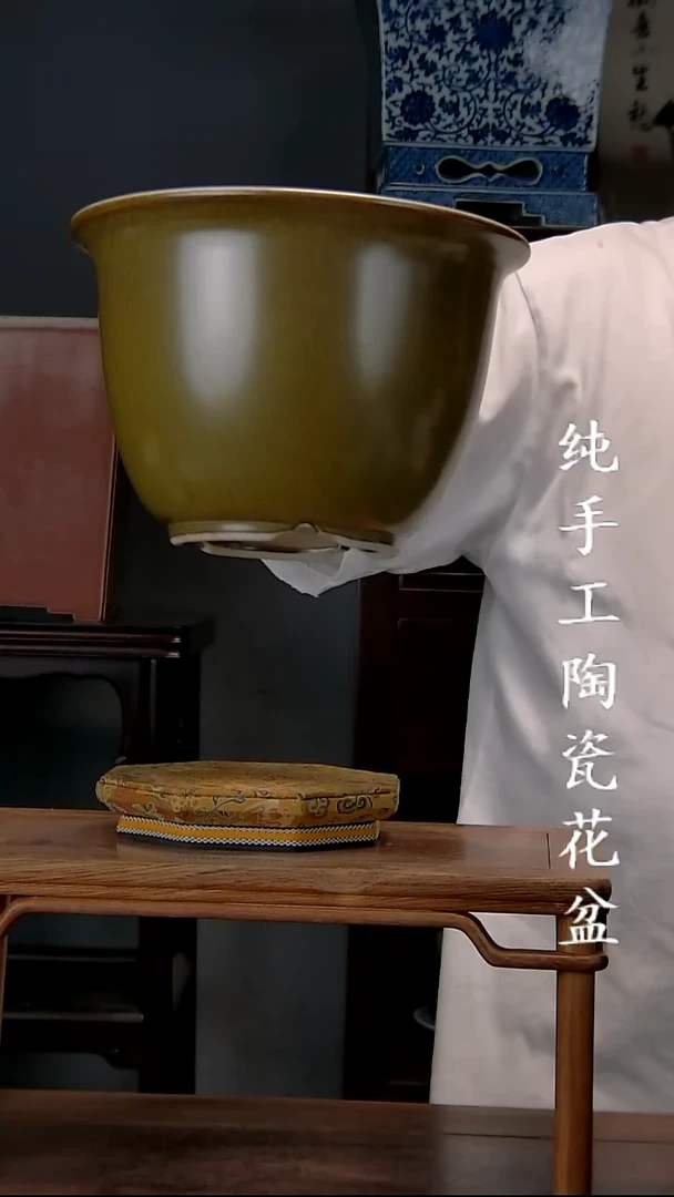 荷*月景德镇陶瓷手工花盆
