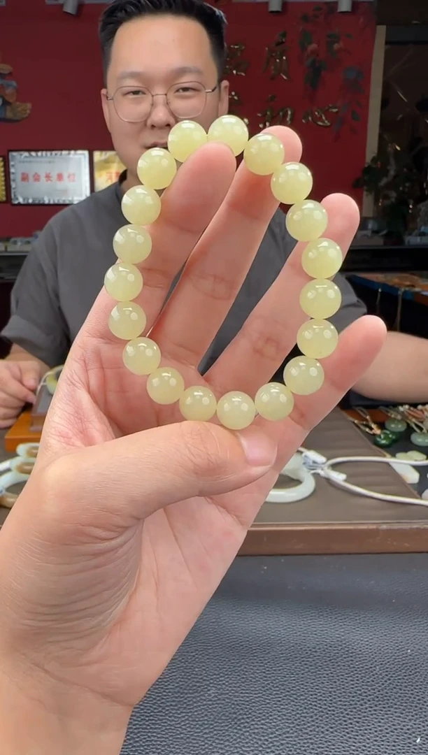 手串未镶嵌和田玉蜂蜜水单圈手串