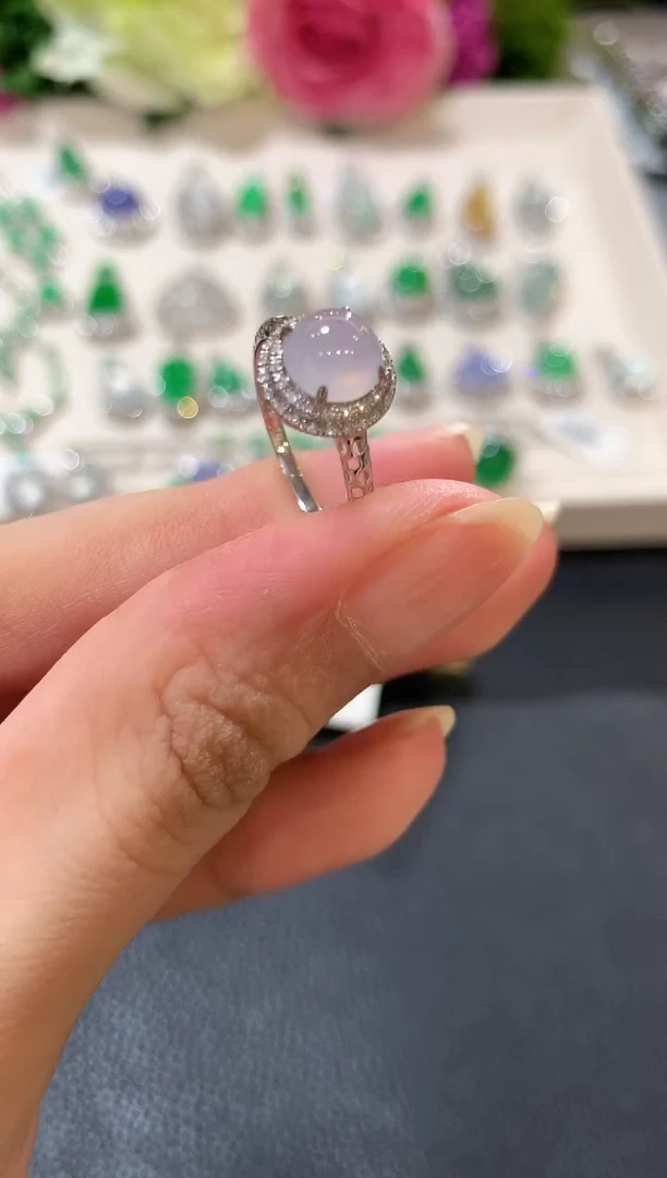 18K金镶嵌戒指翡翠z29紫色有色差多样性一件发货