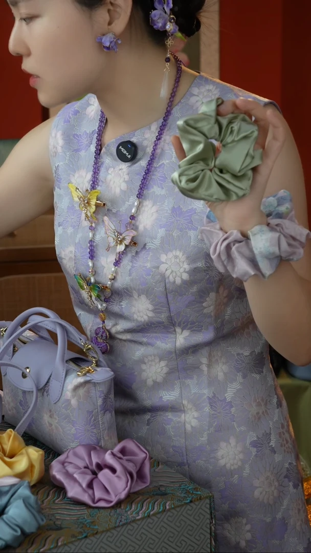 刺绣桑蚕丝大肠圈发圈