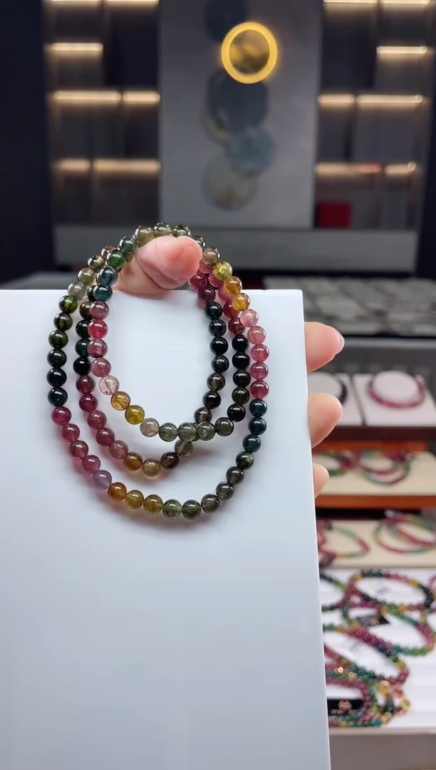 未镶嵌三圈手串碧玺（多样性发一条）Q