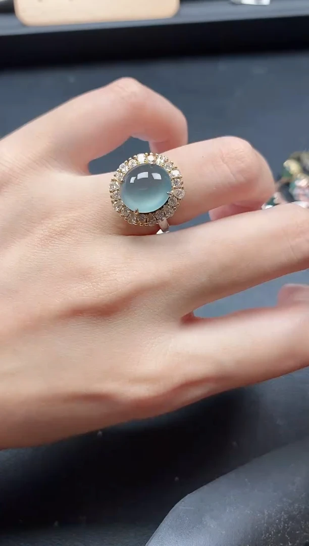 翡翠戒指银S925镶嵌1