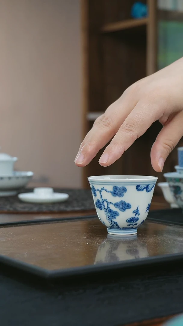 其他闪购青花松竹杯