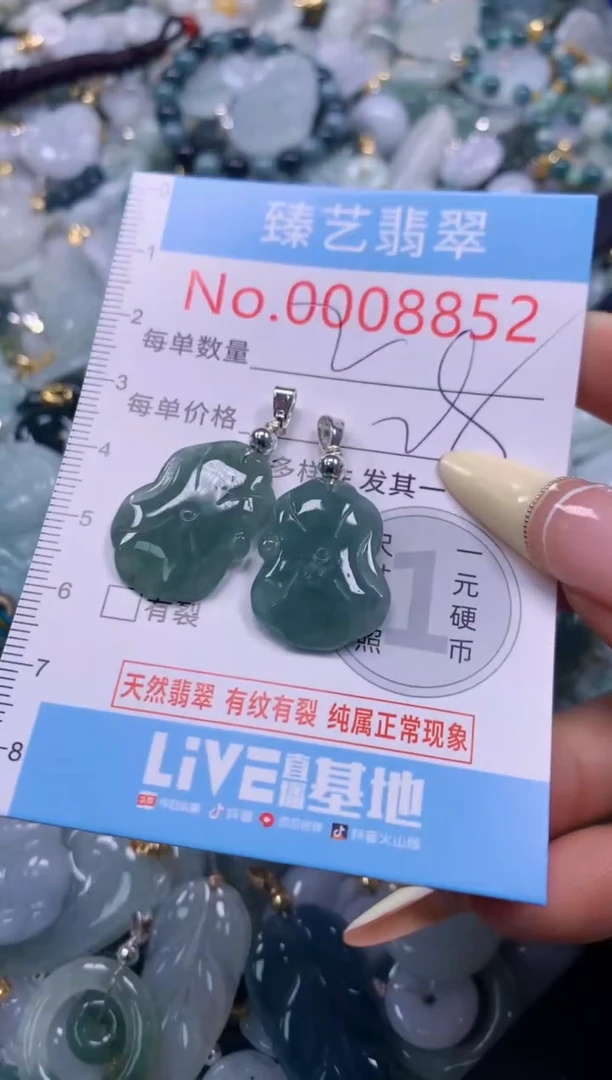 翡翠未镶嵌颈饰含绳08852