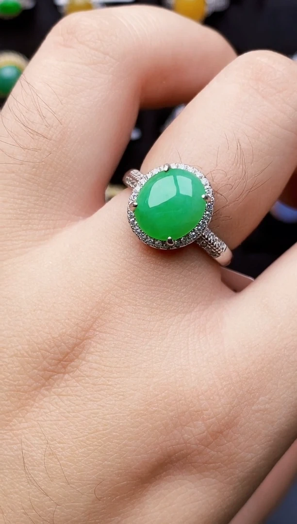 银S925镶嵌戒指翡翠6154