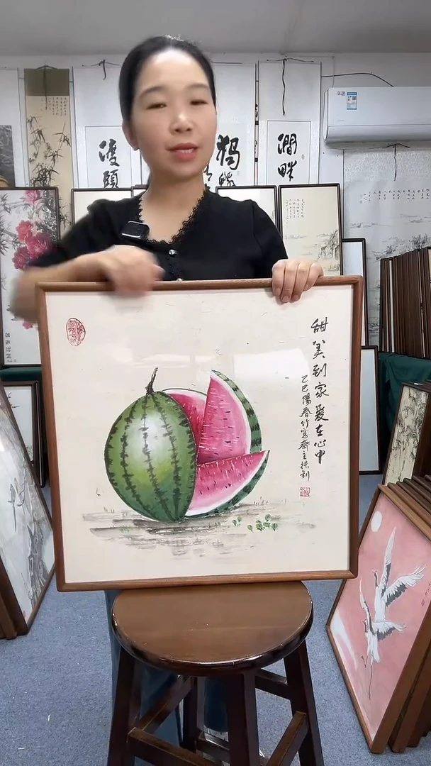 国画52*52实木画框京东包邮手绘